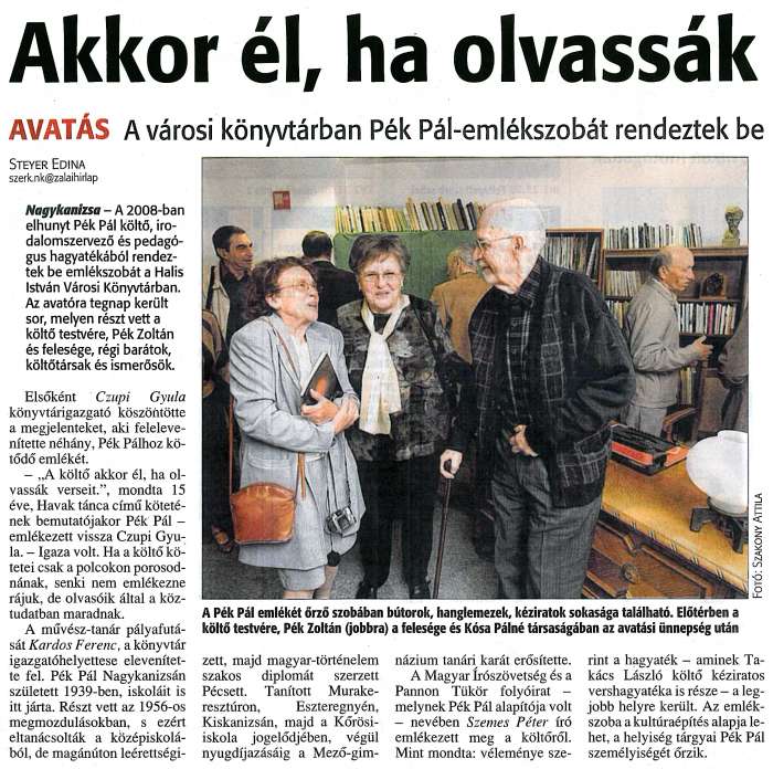 Zalai Hírlap 2012 04 12 086sz 07old - Akkor él, ha olvassák.jpg Zalai Hírlap 2012 04 12 086sz 07old - Akkor él, ha olvassák.jpg