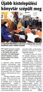 Zalai Hírlap 2018 12 01 279sz 16old - Újabb kistelepülési könyvtár szépült meg.jpg Zalai Hírlap 2018 12 01 279sz 16old - Újabb kistelepülési könyvtár szépült meg.jpg