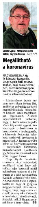 Zalai Hírlap 2021 02 05 030sz 03old - Megállítható a koronavírus.jpg Zalai Hírlap 2021 02 05 030sz 03old - Megállítható a koronavírus.jpg