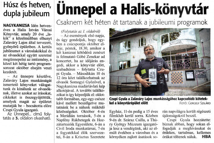 Zalai Hírlap 2021 09 24 222sz 01,03old - Ünnepel a Halis-könyvtár.jpg Zalai Hírlap 2021 09 24 222sz 01,03old - Ünnepel a Halis-könyvtár.jpg
