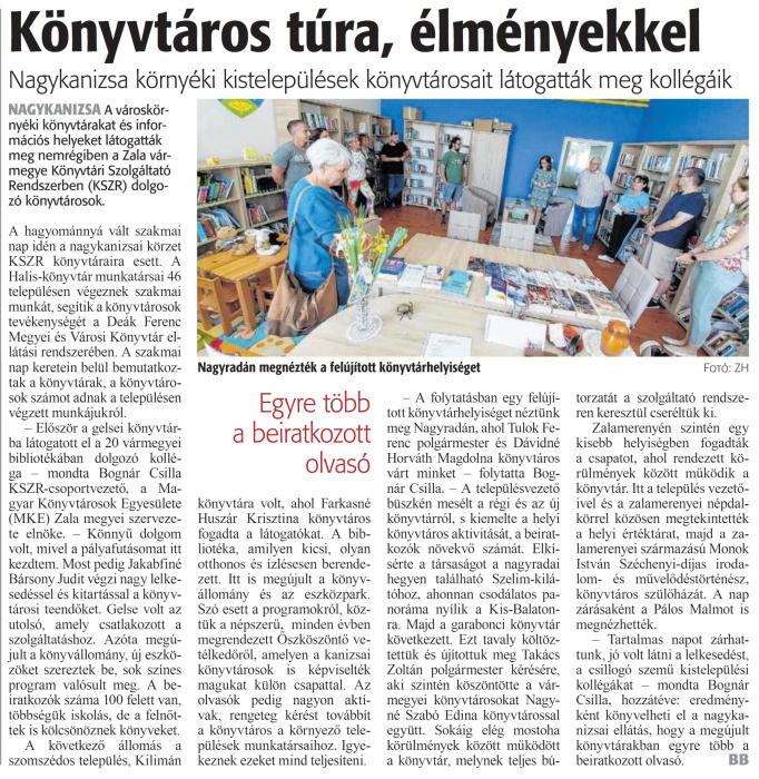 Zalai Hírlap 2024 07 12 161sz 02old - Könyvtáros túra, élményekkel.jpg Zalai Hírlap 2024 07 12 161sz 02old - Könyvtáros túra, élményekkel.jpg